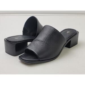 Frye Cindy Black Leather Open Toe Mules Women's Sz 9
